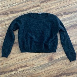 brandy cropped heathered grey sweater